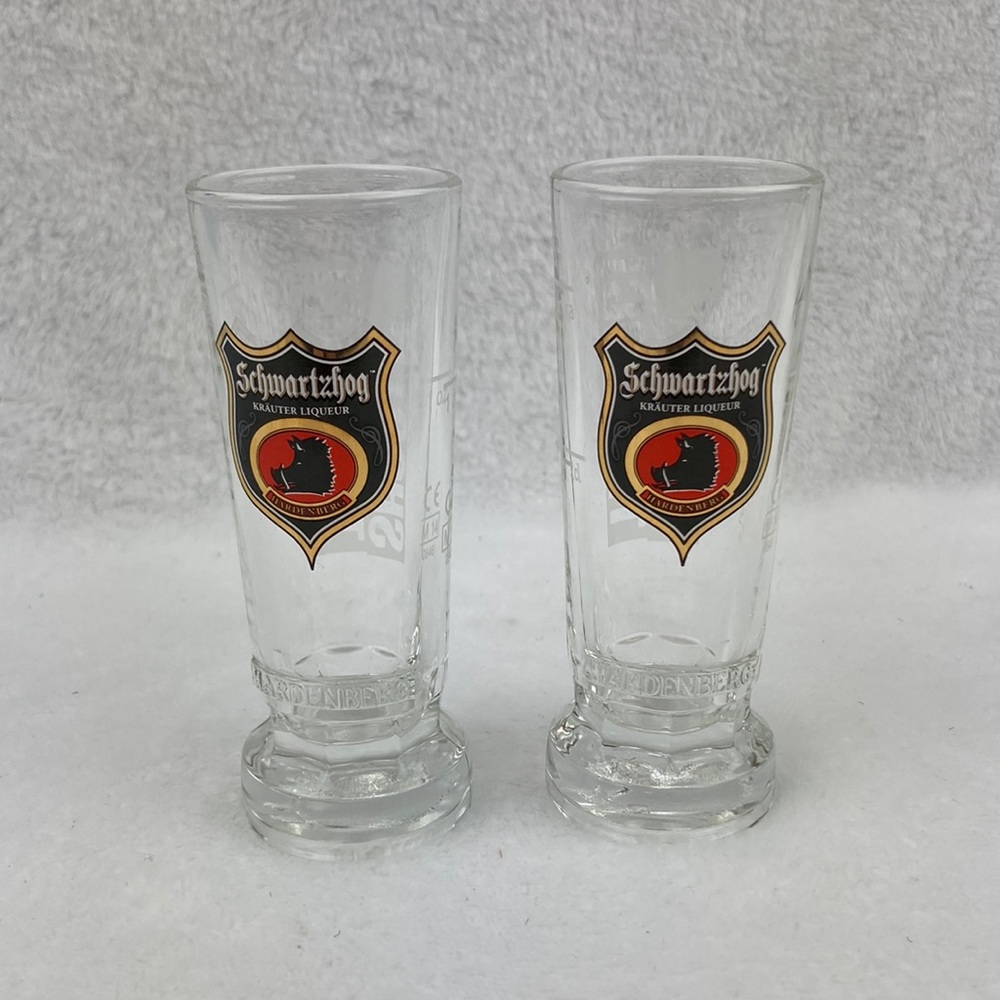 Hardenberg Schwartzhog Krauter Liqueur Shoot the Hog Shot Glasses Set of 2